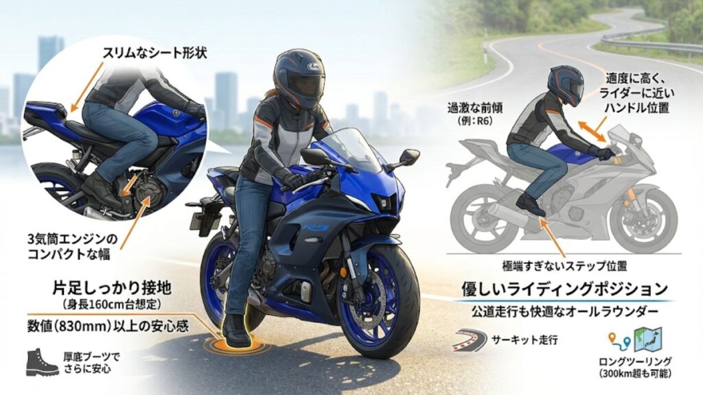 シート高830mmの足つきとポジション