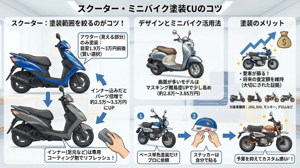 スクーターやミニバイクの塗装を安く抑えるコツ