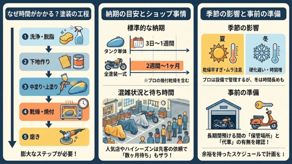 塗装作業の納期や工期にかかる時間の目安
