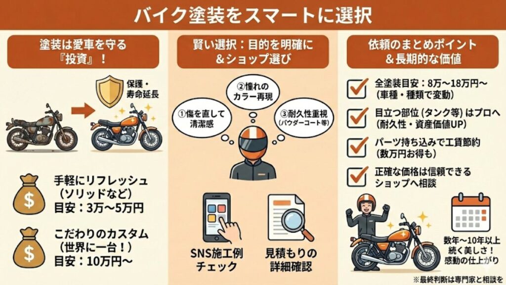 理想の一台を作るバイクの塗装の値段と賢い選択