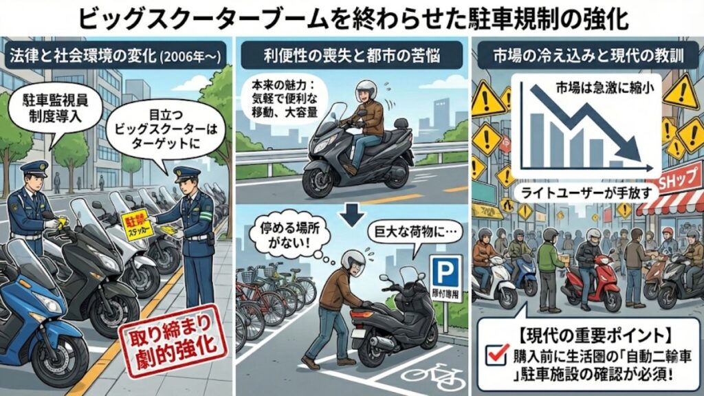 駐車禁止の取り締まり強化がブームに与えた打撃