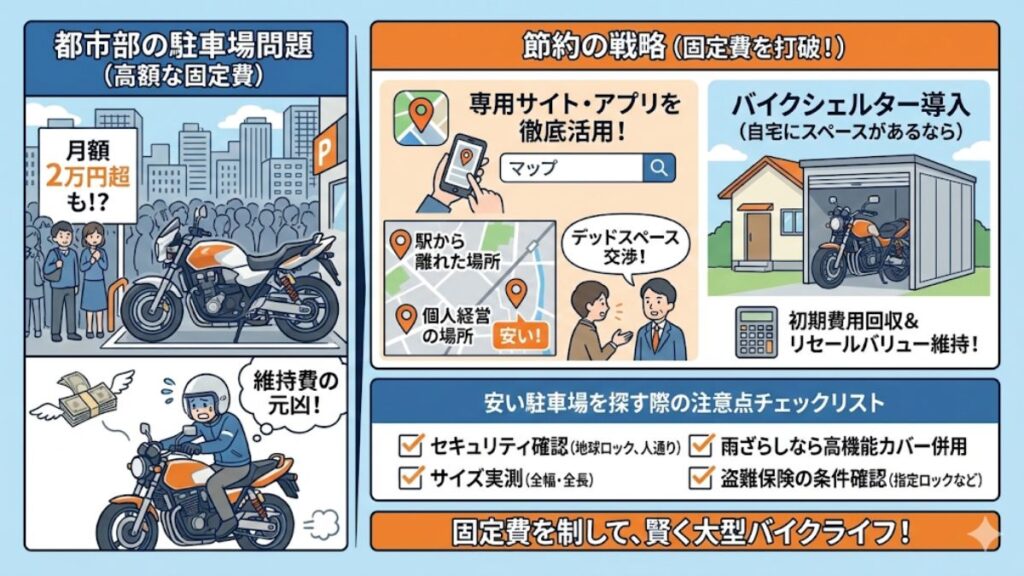 都市部の駐車場代を節約して固定費の負担を最小限にする