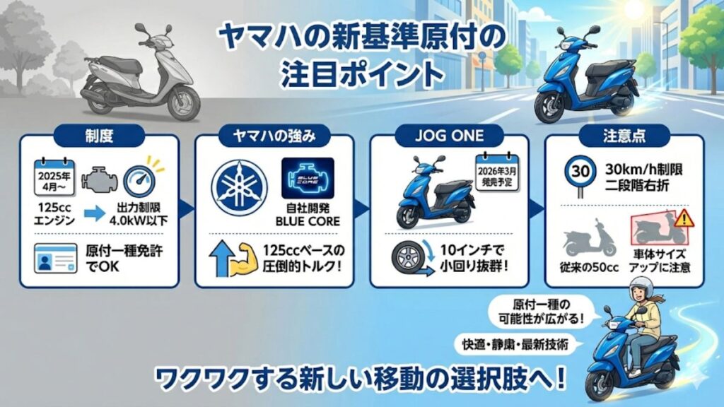 快適な移動を実現する新基準原付のヤマハ製バイク
