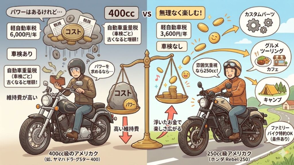400ccクラスと比較した際の圧倒的なコストメリット