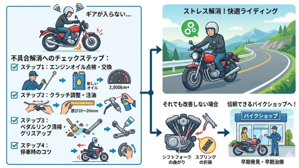 適切にメンテナンスしてバイクのギアが入りにくいを解消